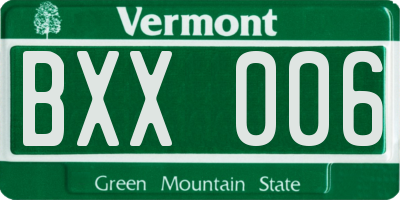 VT license plate BXX006