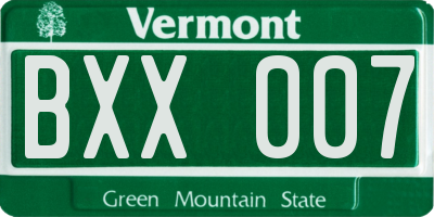 VT license plate BXX007