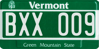 VT license plate BXX009