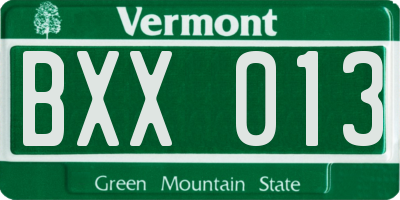 VT license plate BXX013