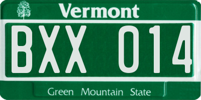 VT license plate BXX014
