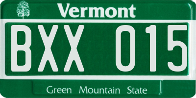 VT license plate BXX015