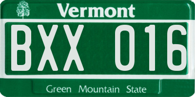 VT license plate BXX016