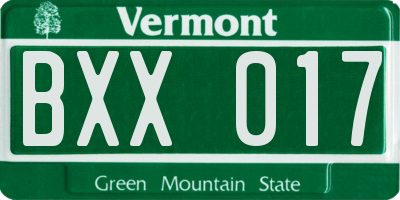 VT license plate BXX017