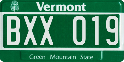 VT license plate BXX019