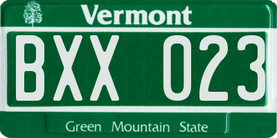 VT license plate BXX023