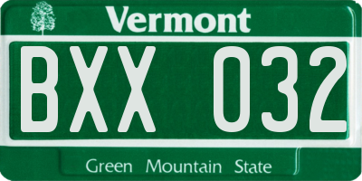 VT license plate BXX032