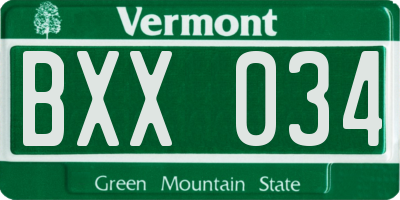 VT license plate BXX034