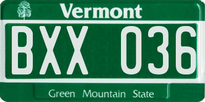 VT license plate BXX036
