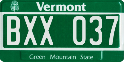 VT license plate BXX037