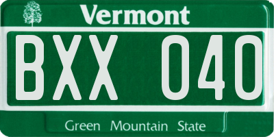 VT license plate BXX040