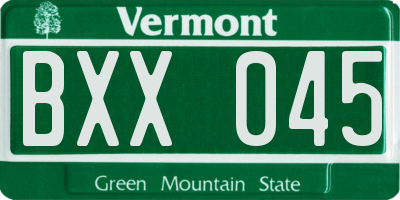 VT license plate BXX045