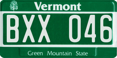 VT license plate BXX046