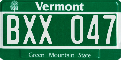 VT license plate BXX047