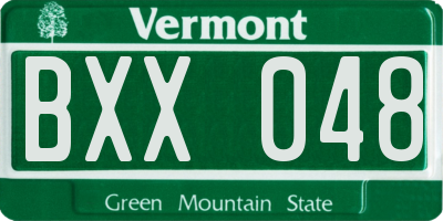 VT license plate BXX048