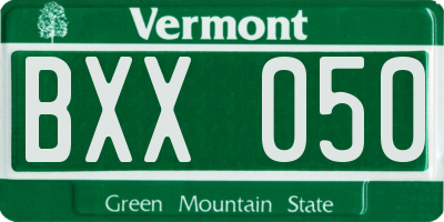 VT license plate BXX050