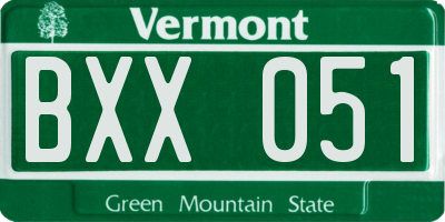 VT license plate BXX051