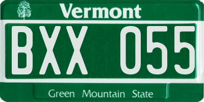 VT license plate BXX055