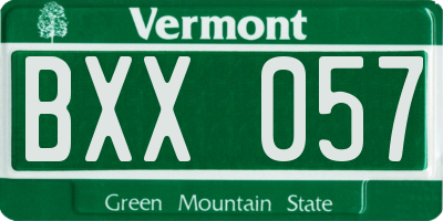 VT license plate BXX057