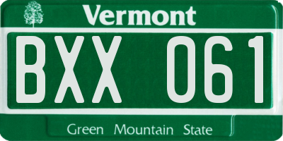 VT license plate BXX061