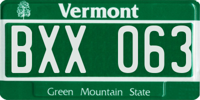 VT license plate BXX063