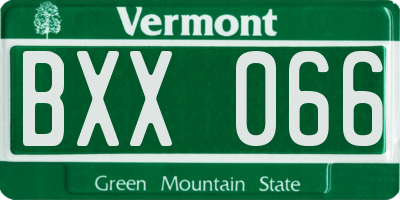 VT license plate BXX066