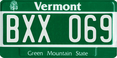 VT license plate BXX069