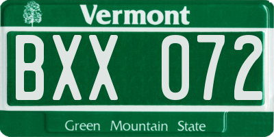 VT license plate BXX072