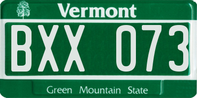VT license plate BXX073
