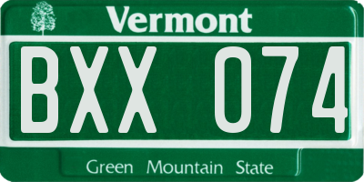 VT license plate BXX074