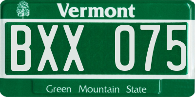 VT license plate BXX075