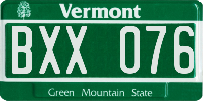 VT license plate BXX076
