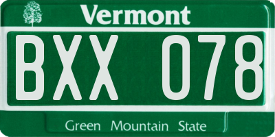 VT license plate BXX078