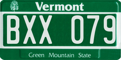 VT license plate BXX079