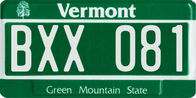 VT license plate BXX081