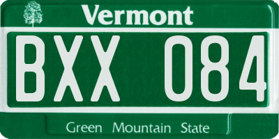 VT license plate BXX084