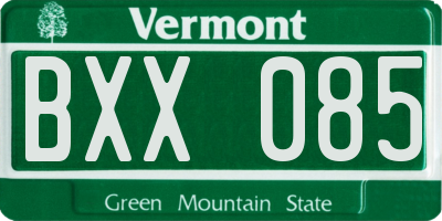 VT license plate BXX085