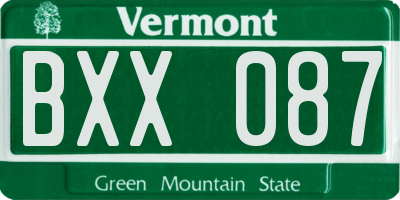 VT license plate BXX087