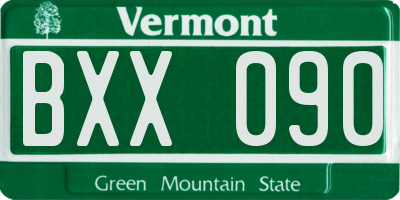 VT license plate BXX090