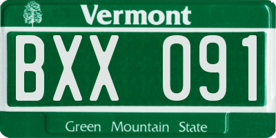 VT license plate BXX091