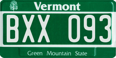 VT license plate BXX093