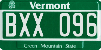 VT license plate BXX096