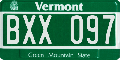 VT license plate BXX097