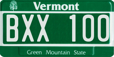 VT license plate BXX100