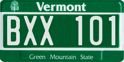 VT license plate BXX101