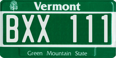 VT license plate BXX111