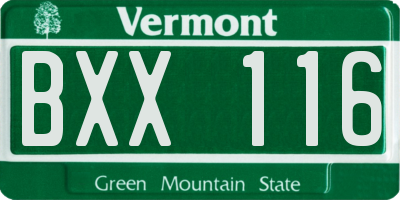 VT license plate BXX116