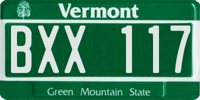 VT license plate BXX117