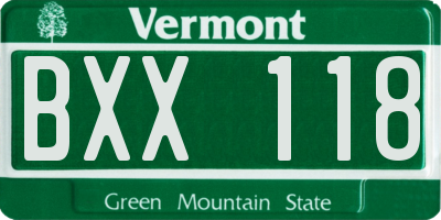 VT license plate BXX118