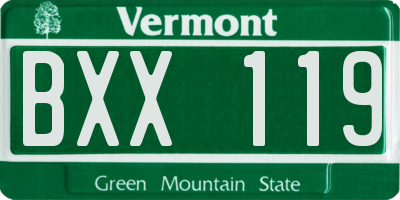 VT license plate BXX119